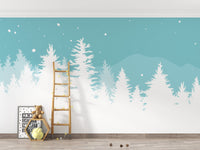 Frosted forest wallpaper mural
