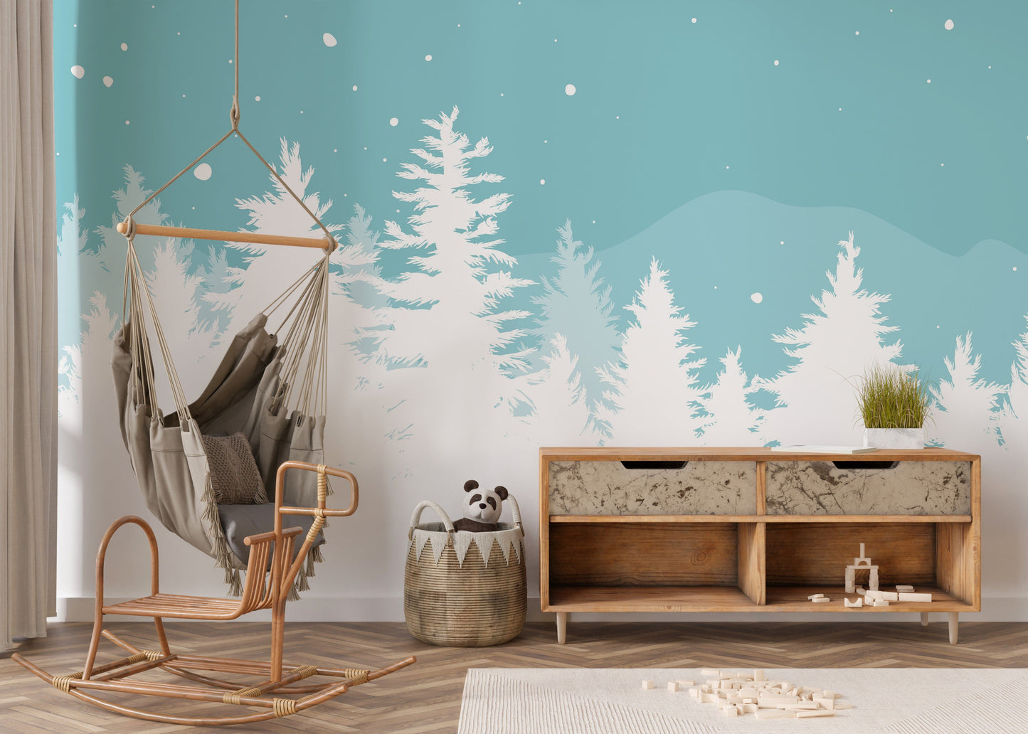 Snow covered tree wall mural
