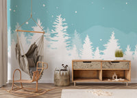 Snow covered tree wall mural
