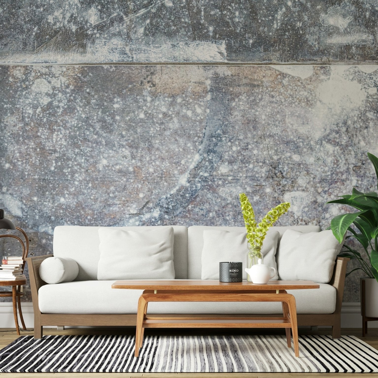 Modern interior showcasing the Frosted Slate wallpaper for walls., GD6184