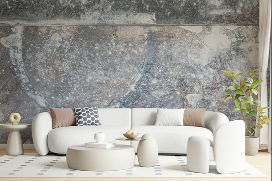 Full living room featuring the cool Frosted Slate Wall Mural., GD6184