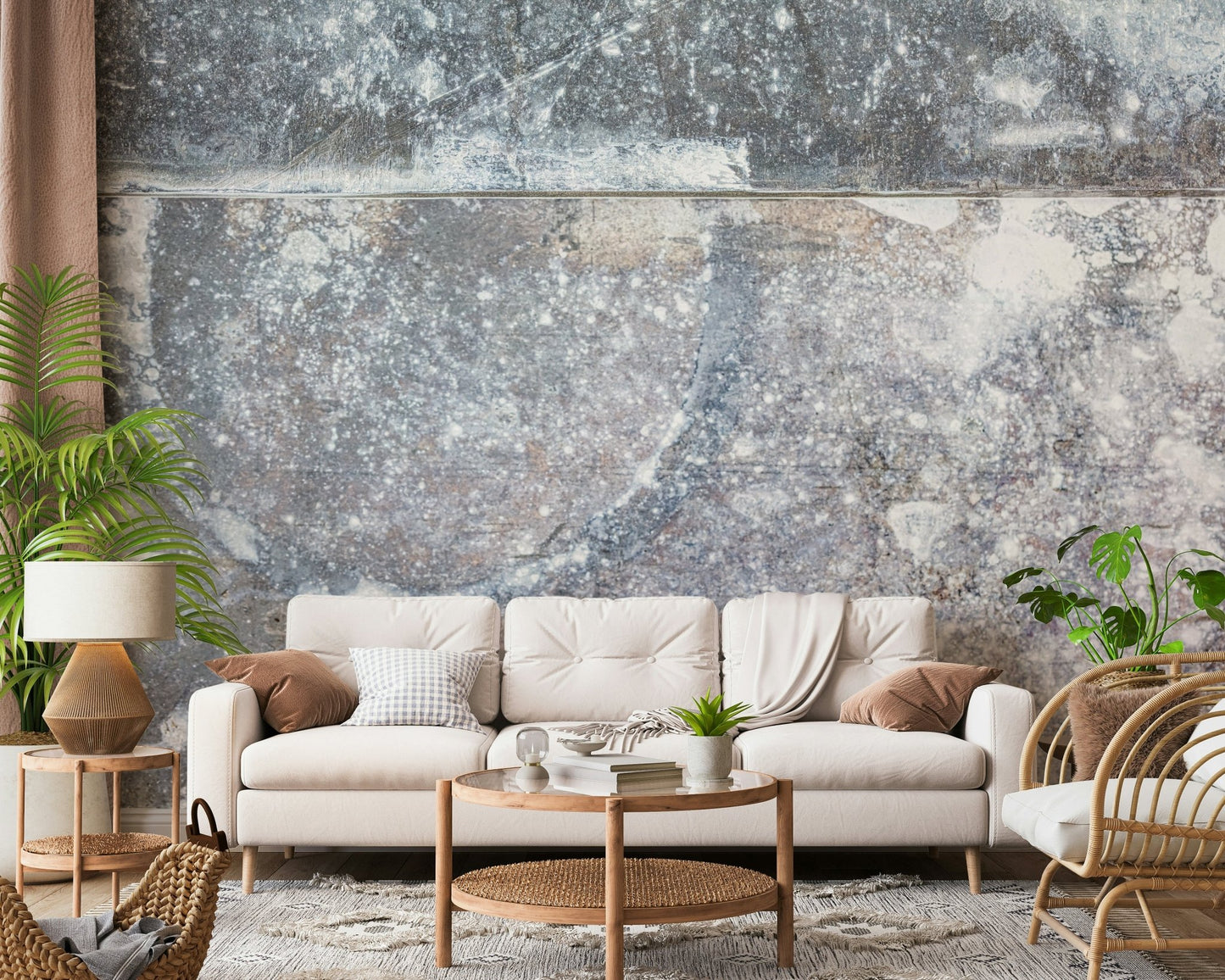 White furniture styled against the elegant Frosted Slate wallpaper., GD6184