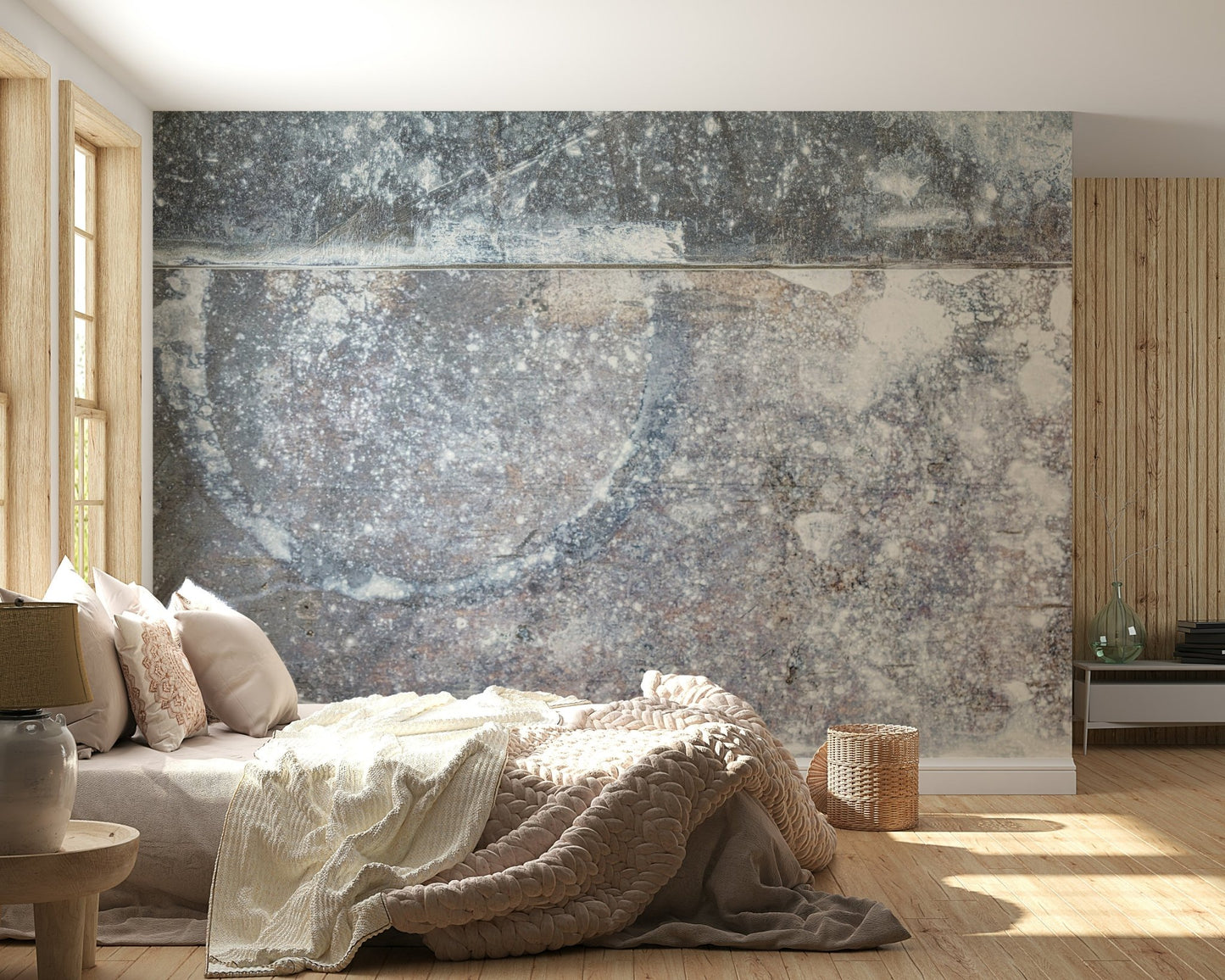 Full wall view of the complete light gray slate Wall Mural design., GD6184