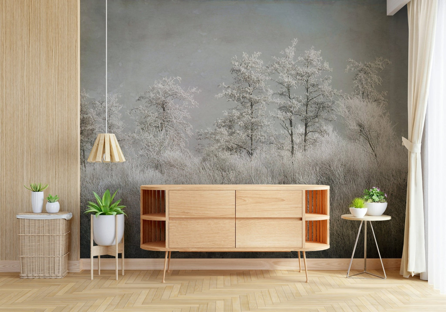 A calming abstract design wallpaper mural that defines a space., GD5627