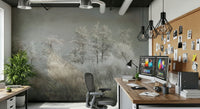 A graceful subtle pattern wall mural in cool, tranquil tones., GD5627