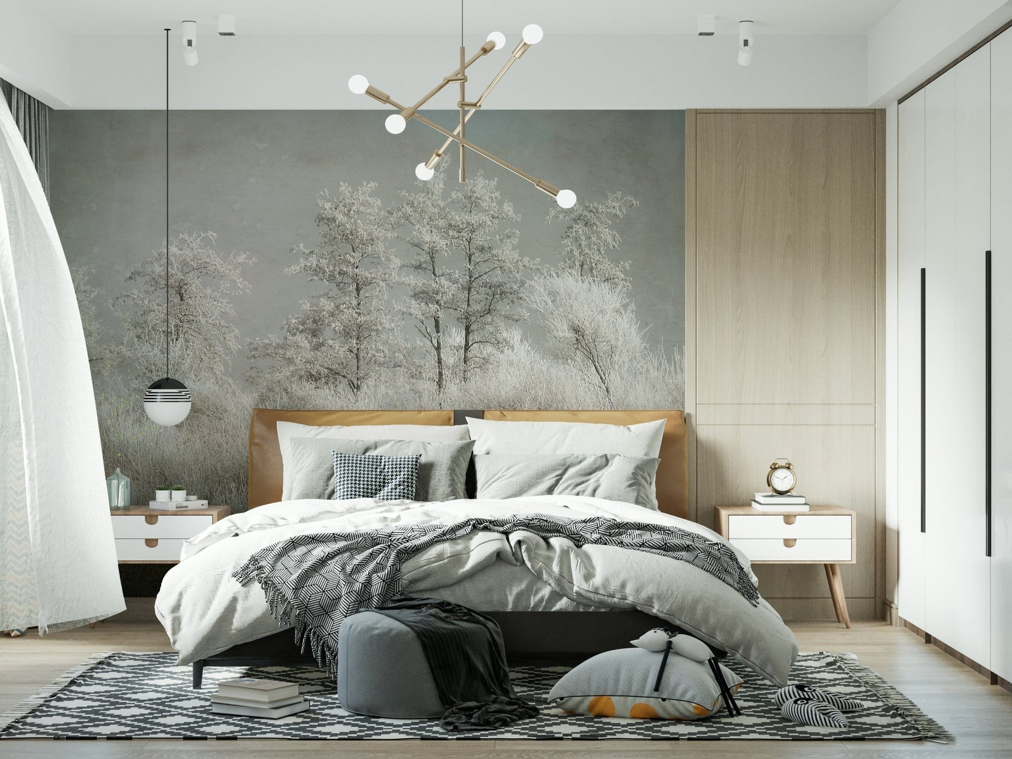 A beautiful subtle abstract wallpaper mural with a frosted, icy texture., GD5627