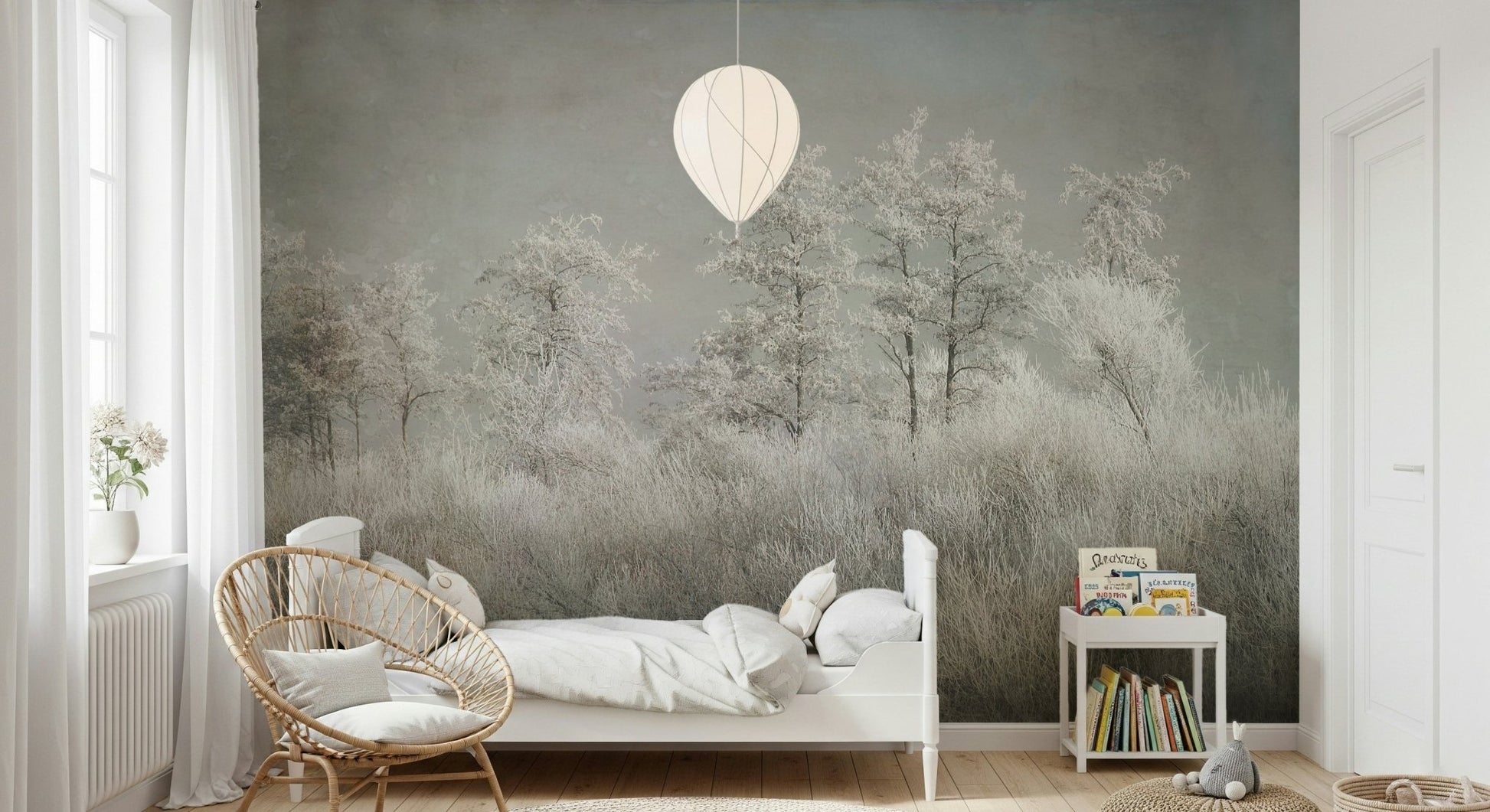 A contemplative gentle frost wallpaper mural for a feature wall., GD5627