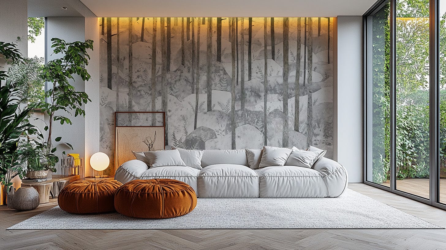 Frosty fern forest wallpaper for walls, C283