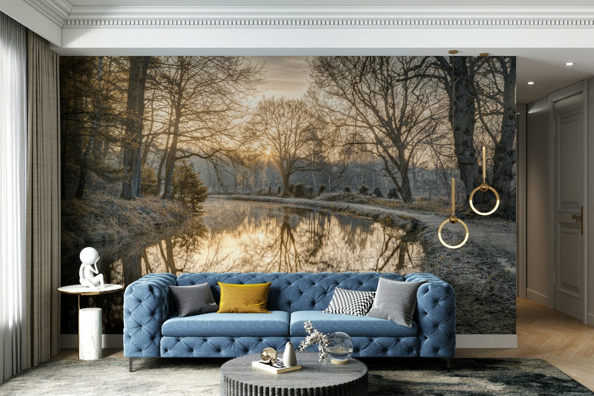 An angled shot of the mural's gentle color palette.

