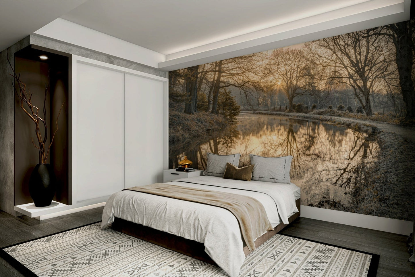 The wallpaper for walls being admired in a home.

