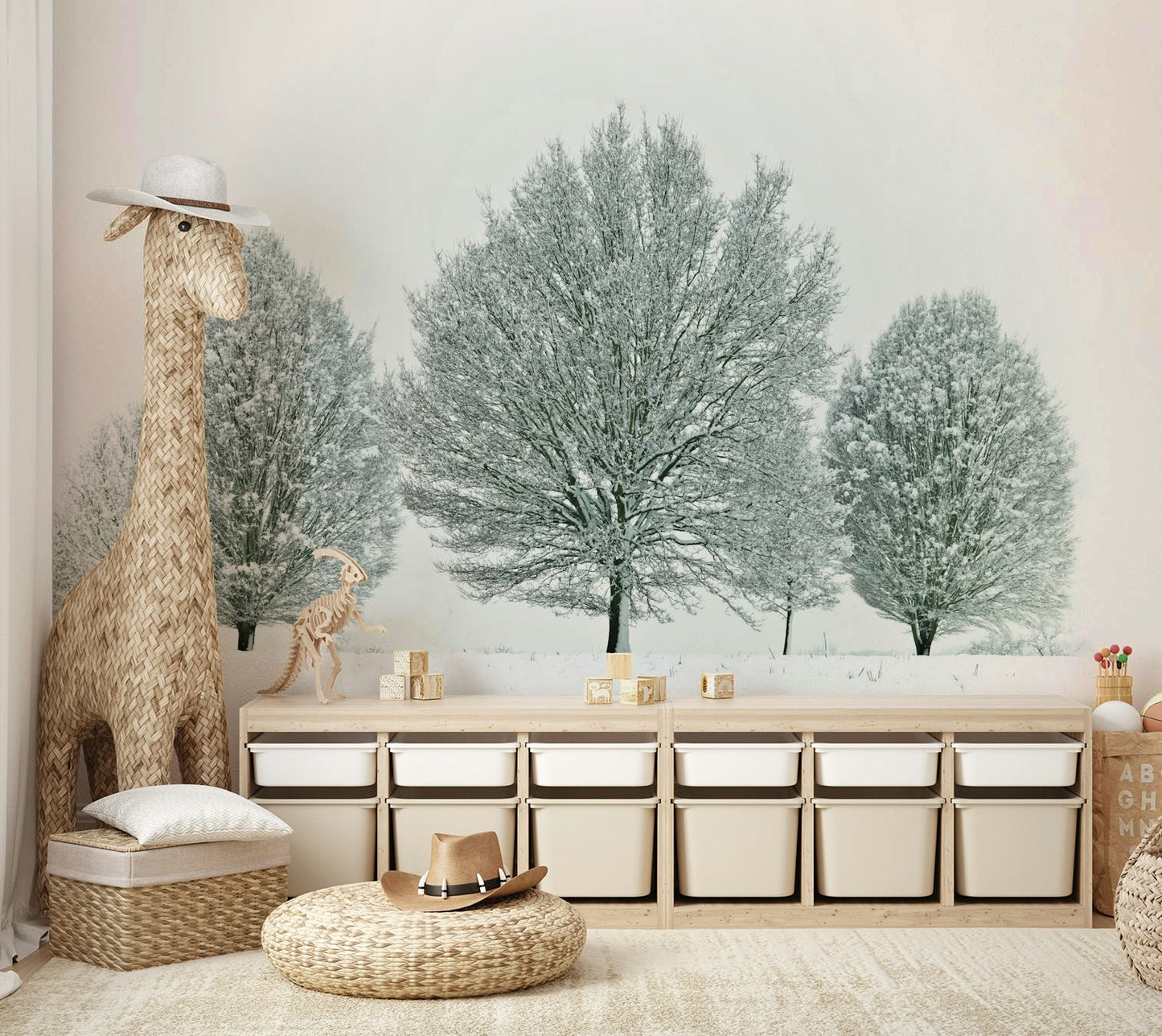 Crisp, frosty trees create a calming mural scene, GD1840