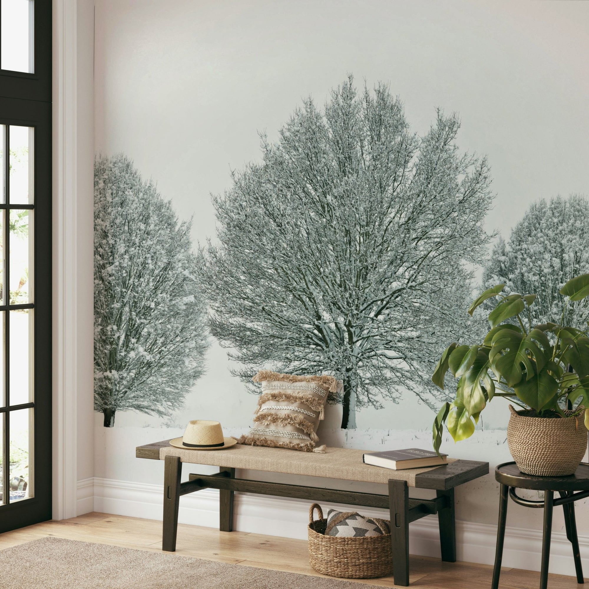Frosty trees in serene winter landscape mural, GD1840