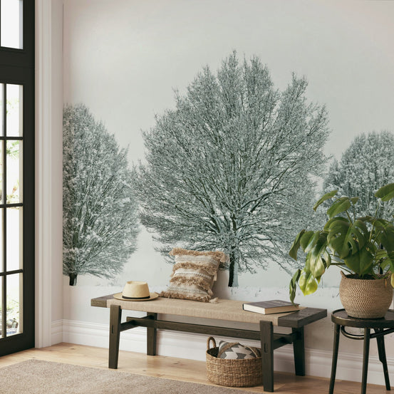 Frosty trees in serene winter landscape mural, GD1840
