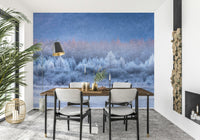 A calming serene view wallpaper mural that defines a space.