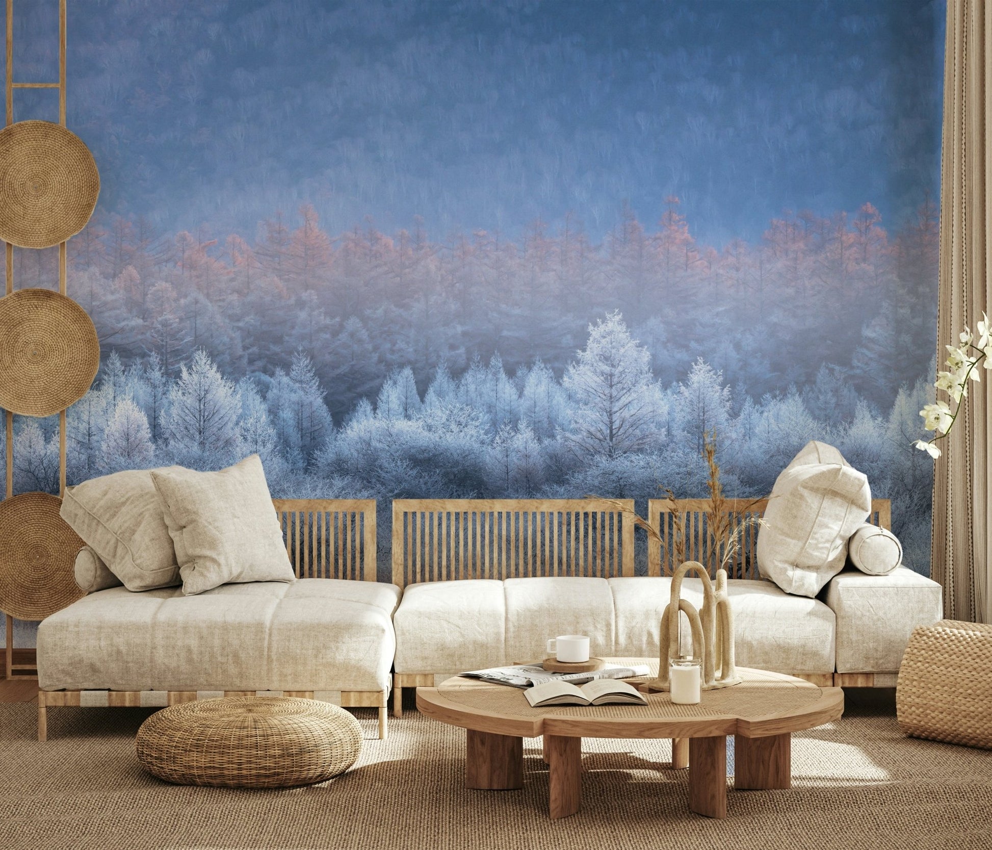A serene mountain and ice texture wall mural for dramatic decor.