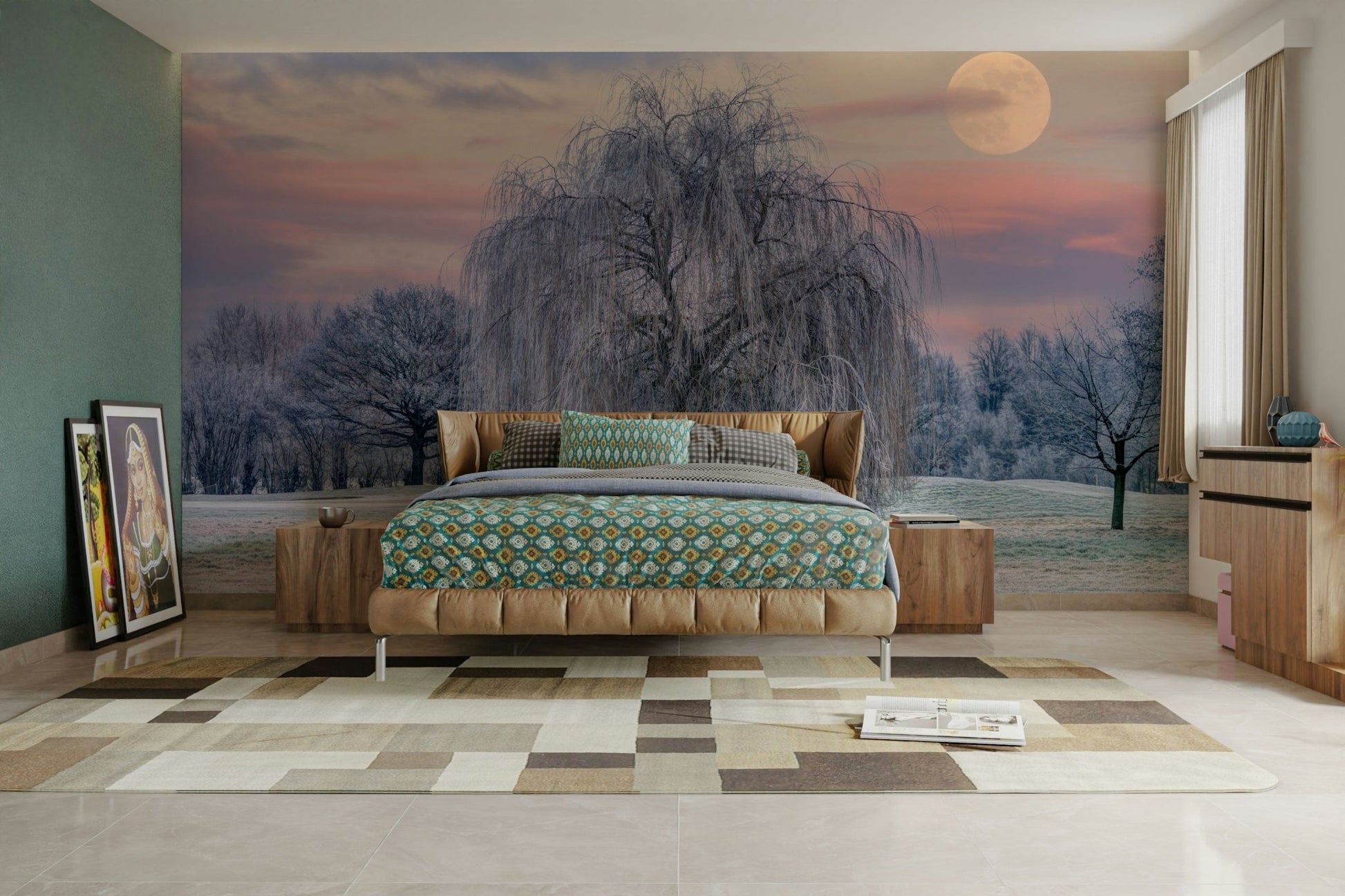Frozen Dreams A Moonlit Meadow Wall Mural with moonlit frost

