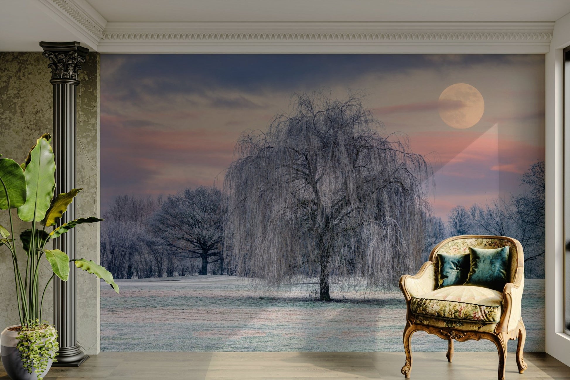 Wall mural offering a magical, serene winter landscape


