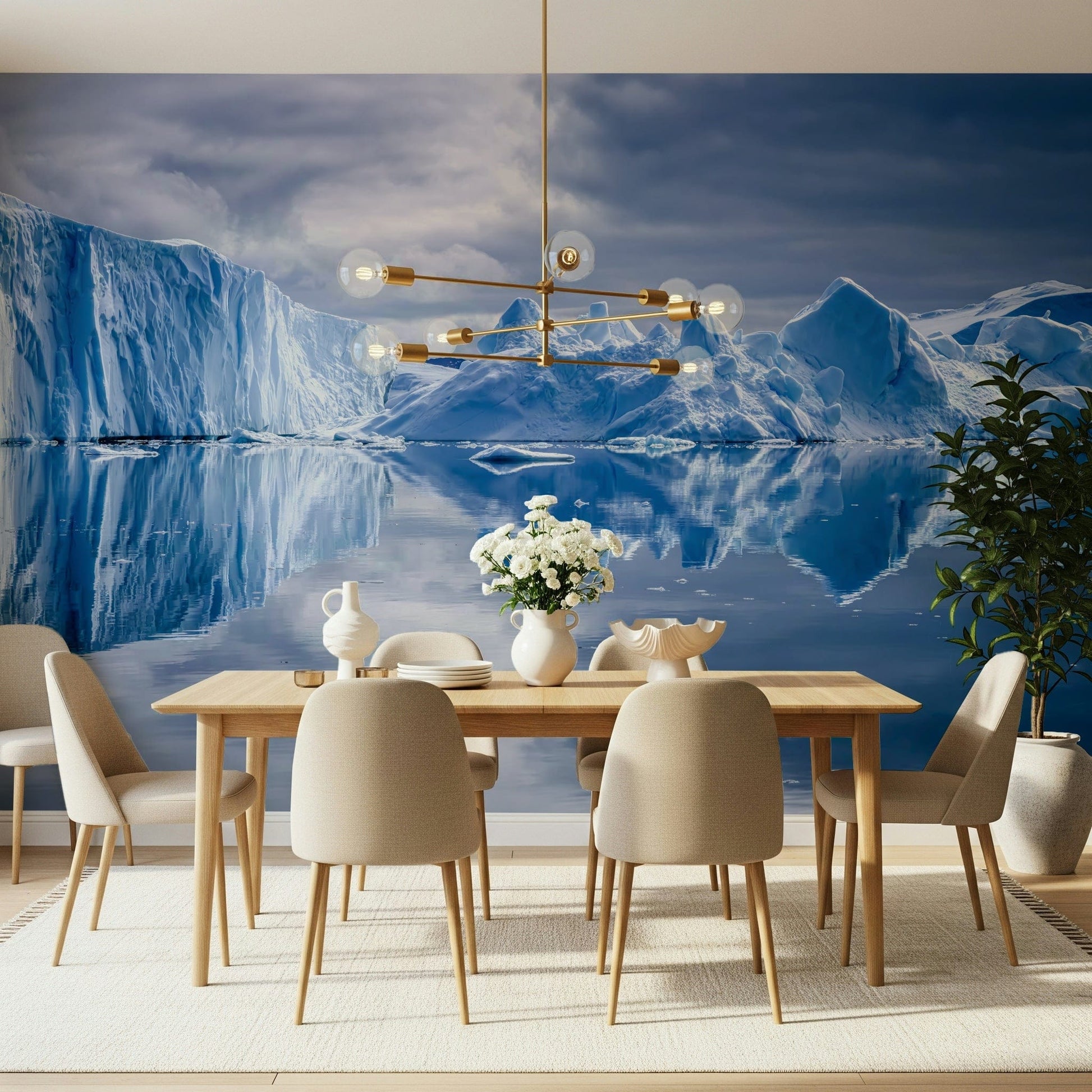 A beautiful abstract winter wallpaper mural with subtle, crystalline textures.