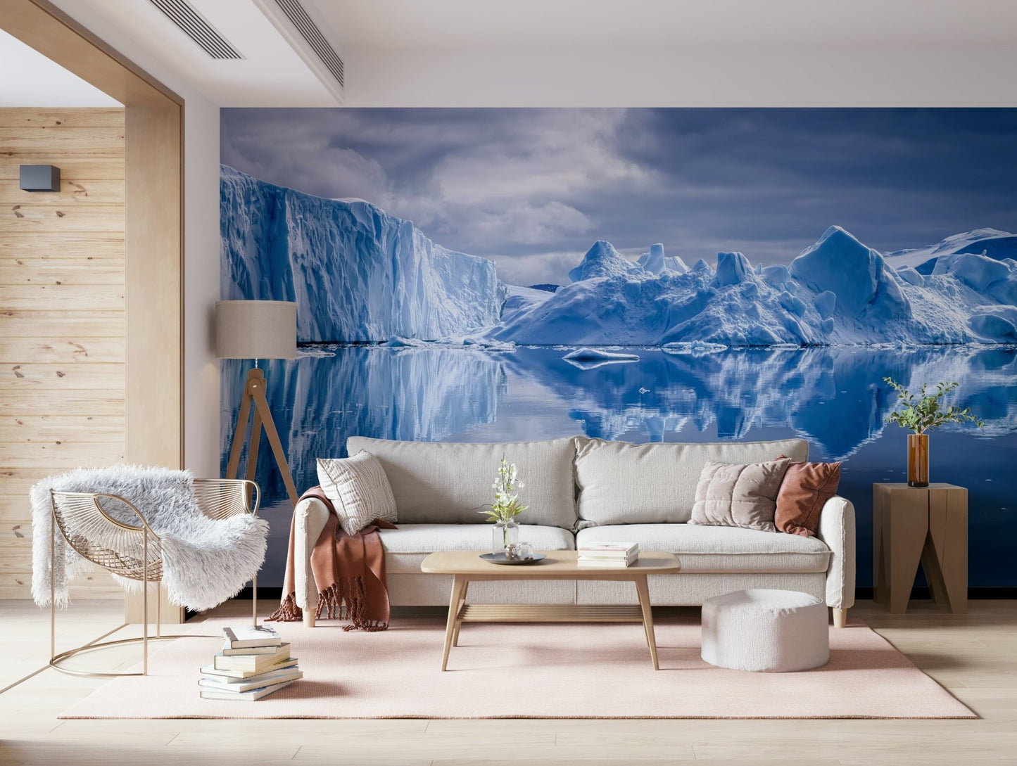 A graceful subtle texture wall mural in cool, tranquil tones.