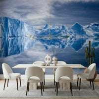A calming abstract design wallpaper mural that defines a space.