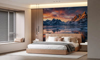 Frozen Peaks, Fiery Skies Wall Mural