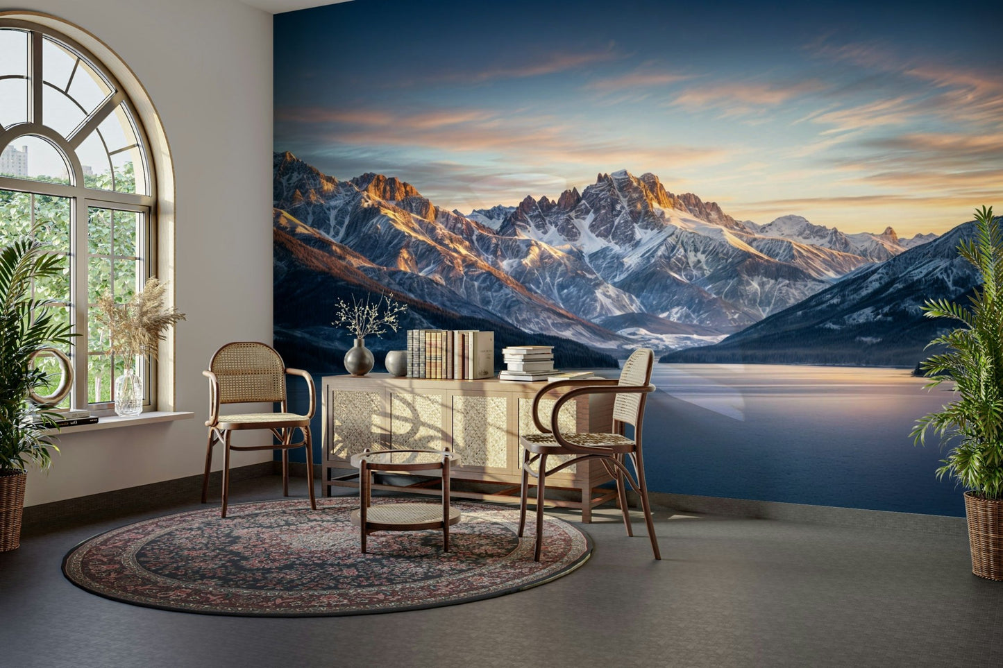 A graceful subtle snow texture wall mural in cool, white tones.

