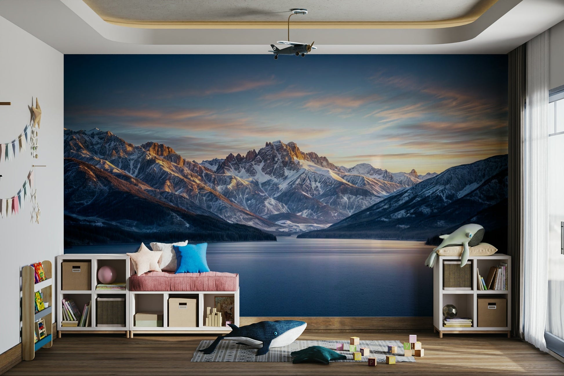 An artistic nature inspired mural for home decor.

