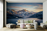 A beautiful modern winter wall mural for a living room.

