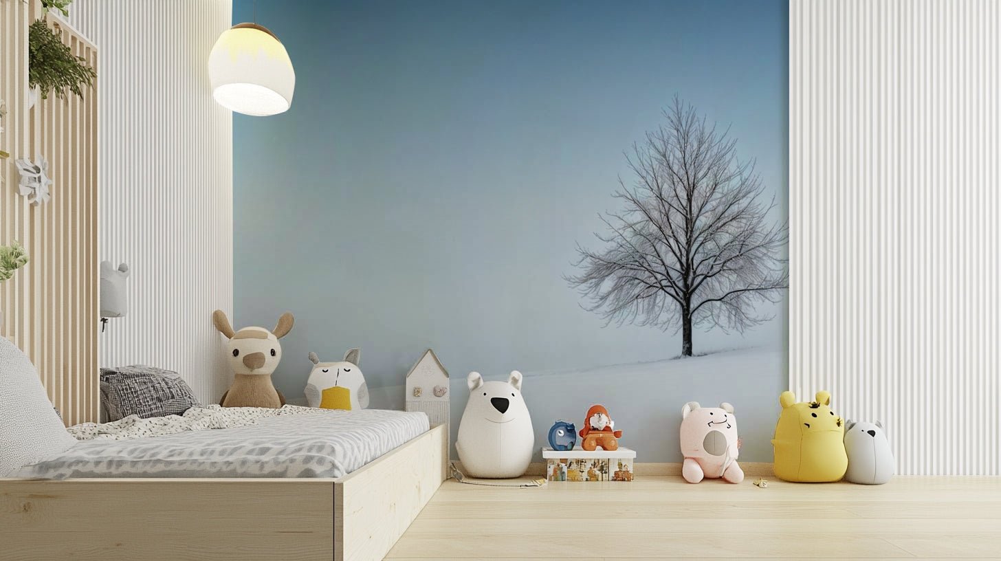 A tranquil minimalist winter wall mural for your decor.

