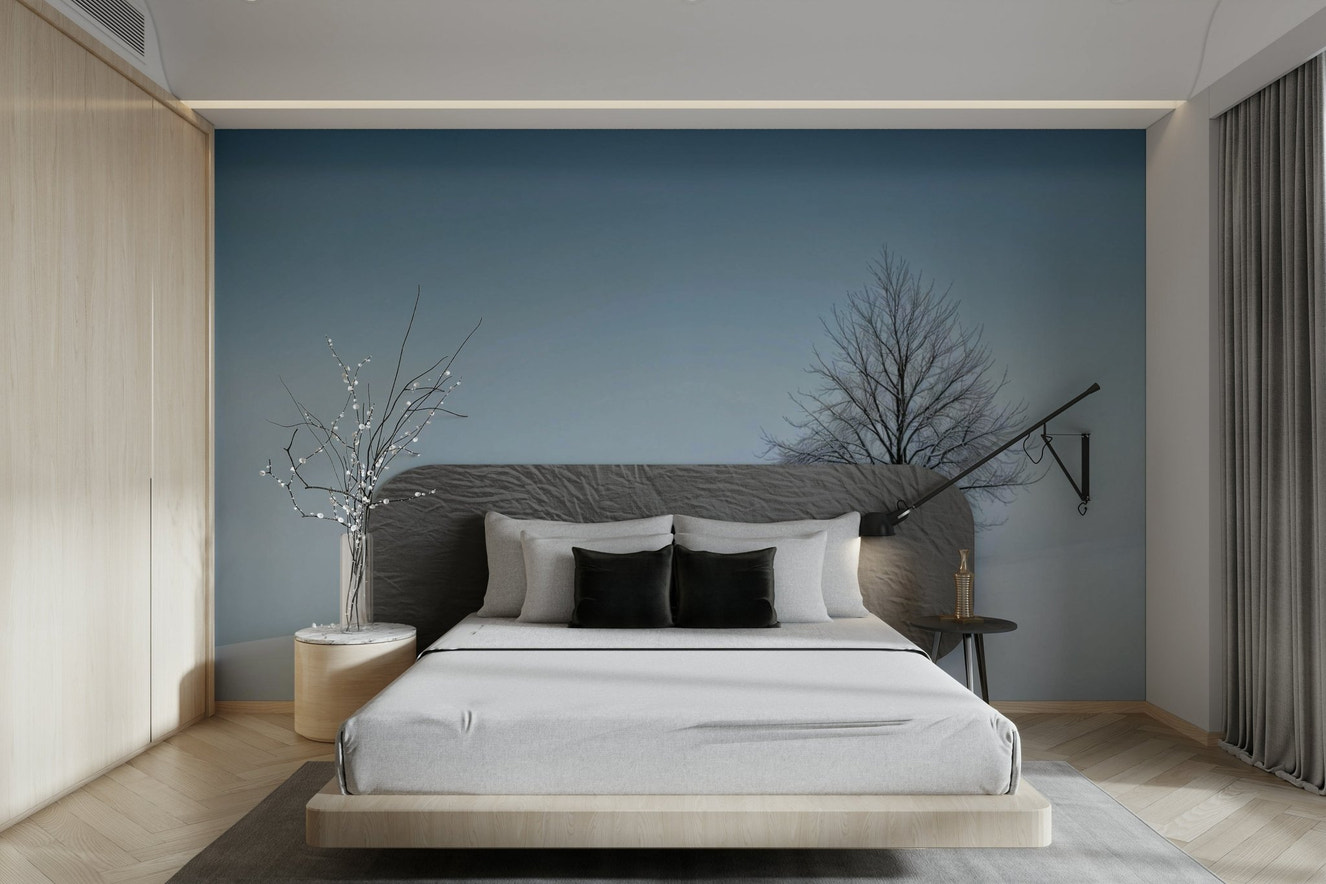 A beautiful serene landscape wallpaper mural with frozen textures.


