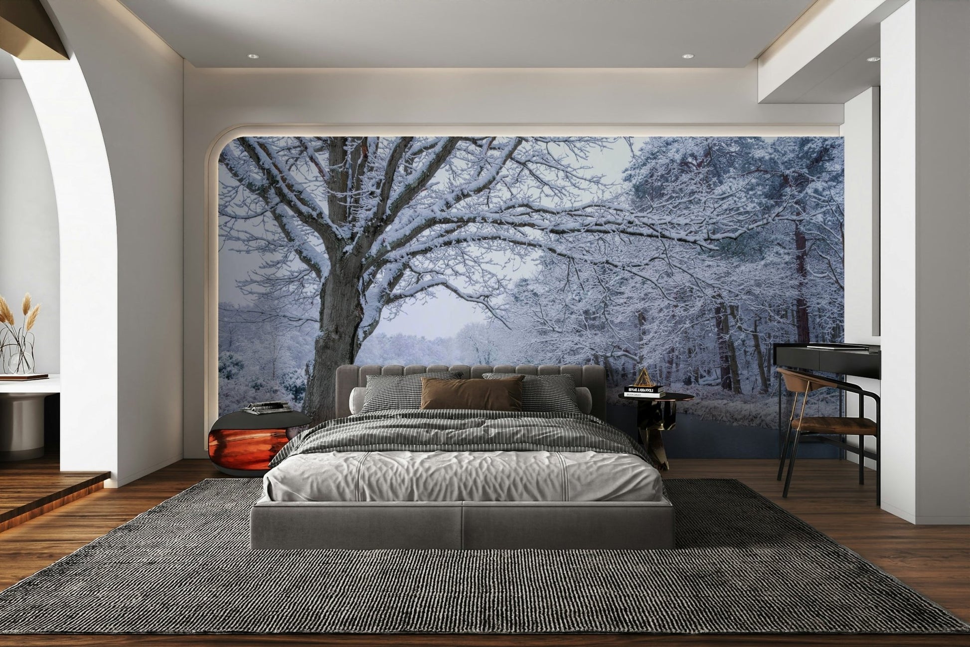 Ice and snow wall mural with soft light

