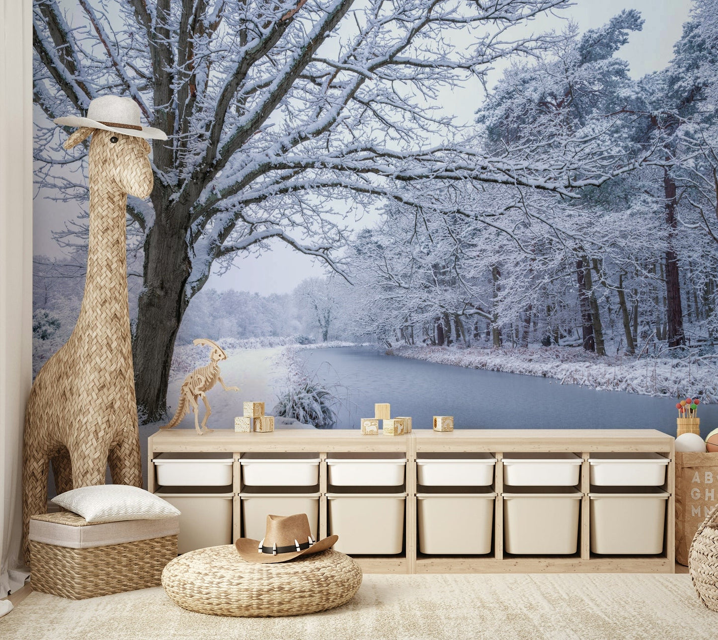 Peaceful winter landscape wallpaper for interiors

