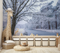 Peaceful winter landscape wallpaper for interiors

