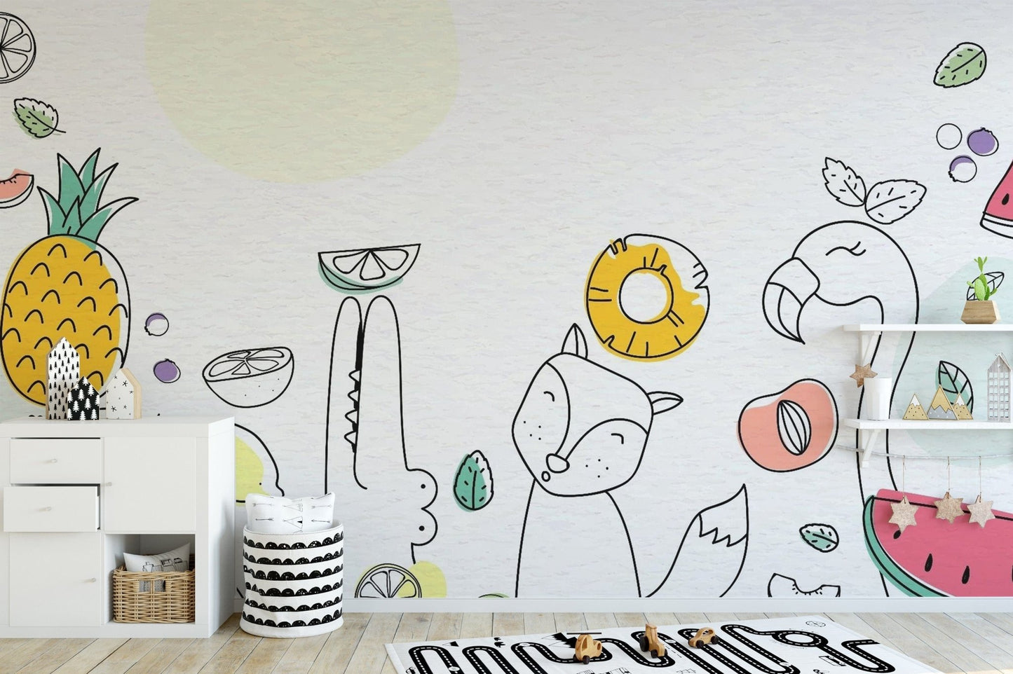 Nursery wallpaper mural with playful fruits Kids-15
