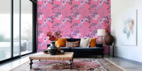 Hallway featuring Fuchsia Garden Prints wallpaper on a rich fuchsia base