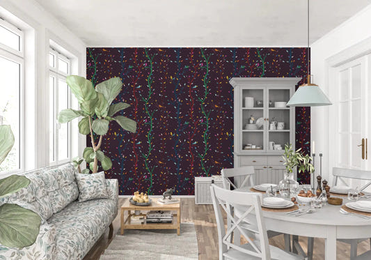 Hallway styled in Fuchsia Night Woodland Branches with Birds wallpaper design