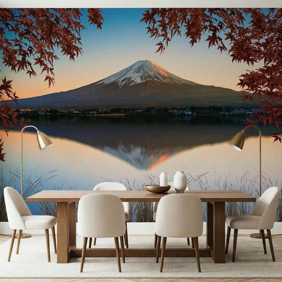 Mount Fuji wall mural with autumn trees at peaceful dawn GD7286
