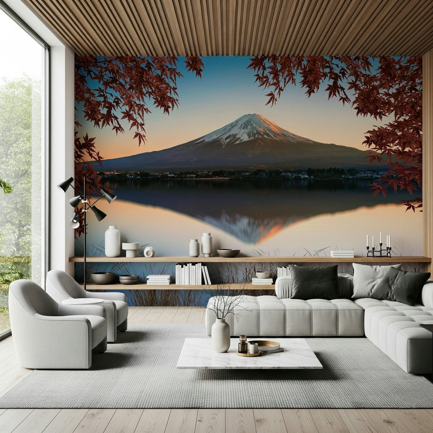 Fuji at Dawn: Autumn View Wall Mural