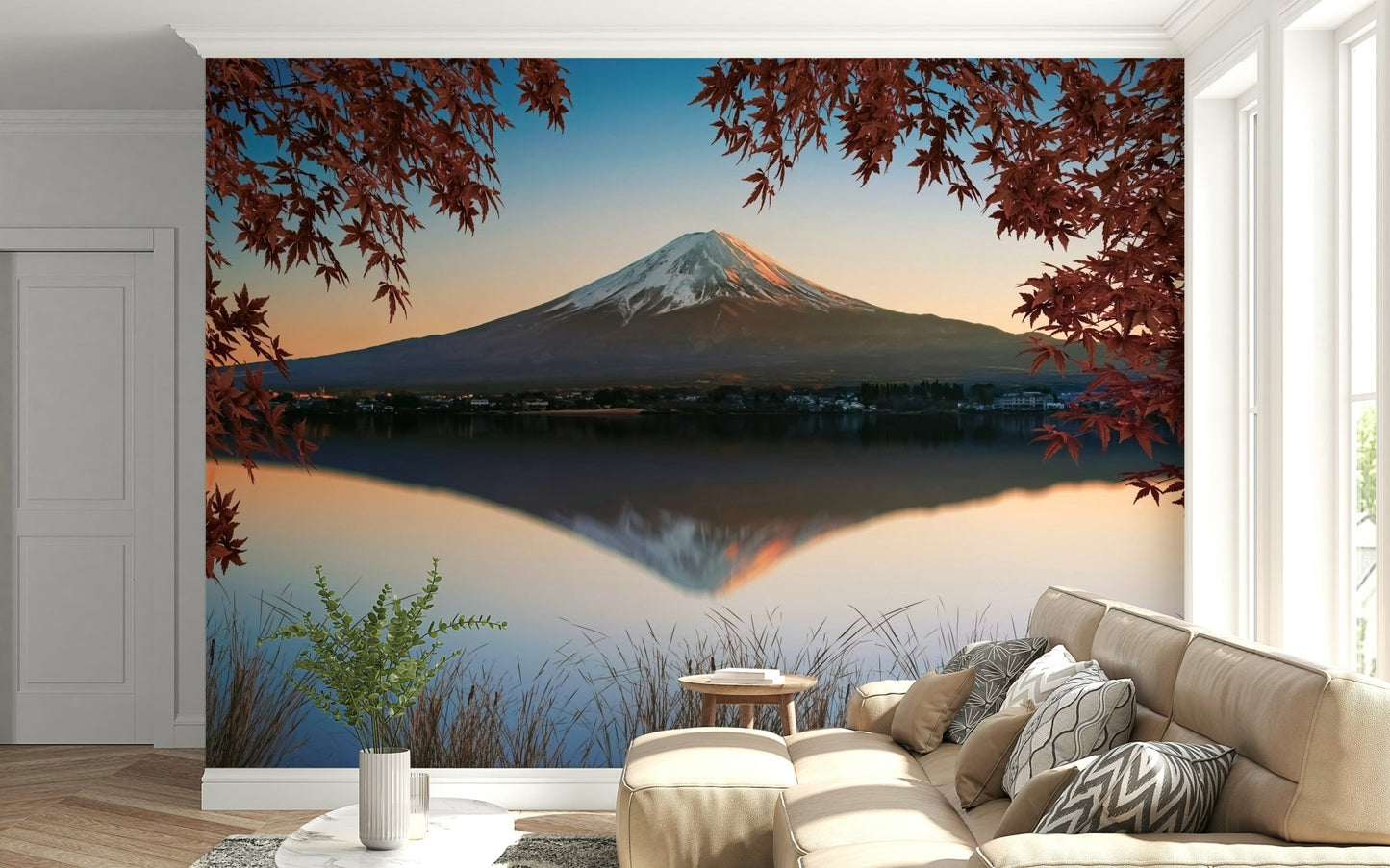 Fuji at Dawn: Autumn View Wall Mural