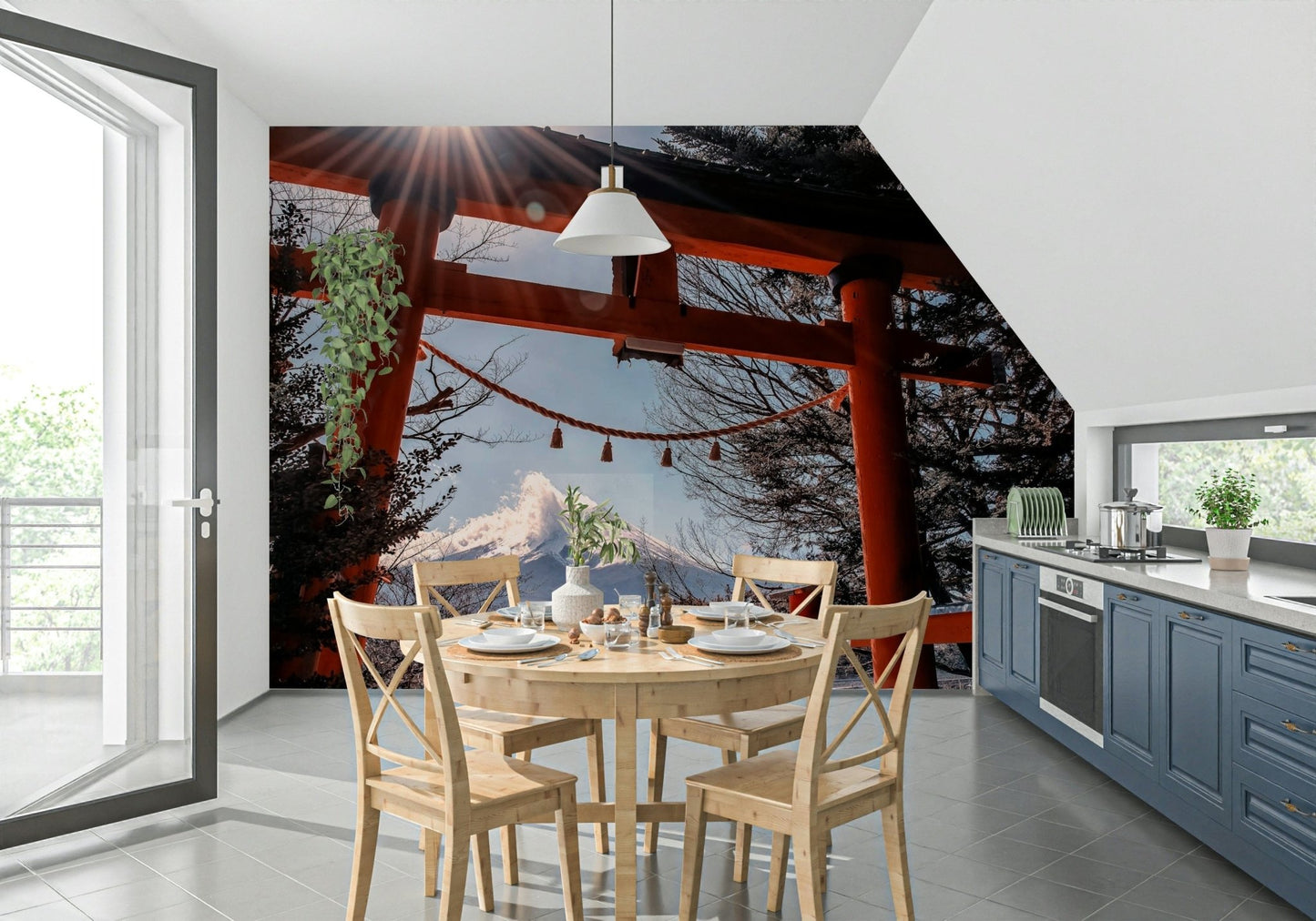 Fuji Gate Sunbeams Wall Mural