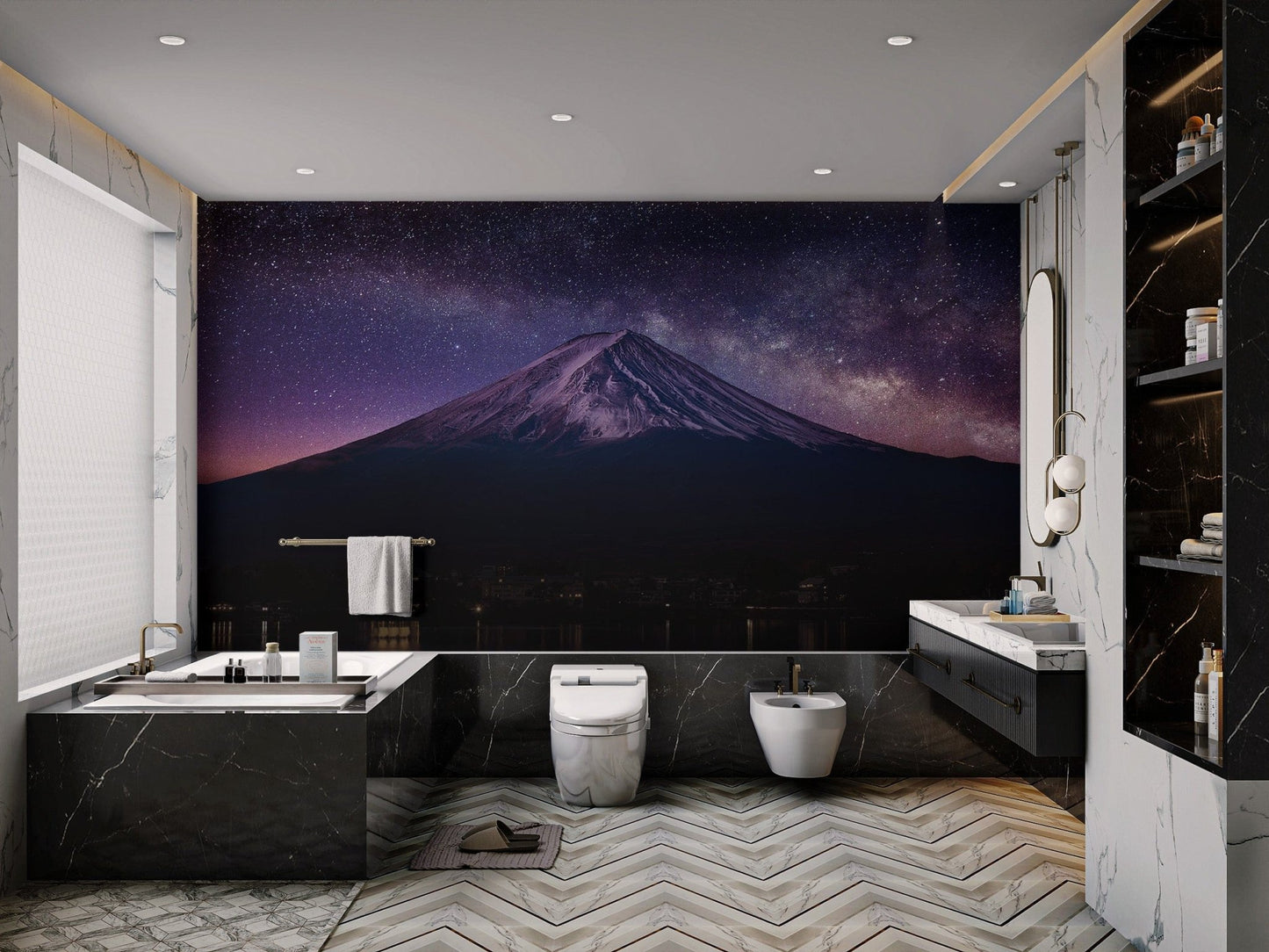 Majestic Fuji Mountain night wallpaper
