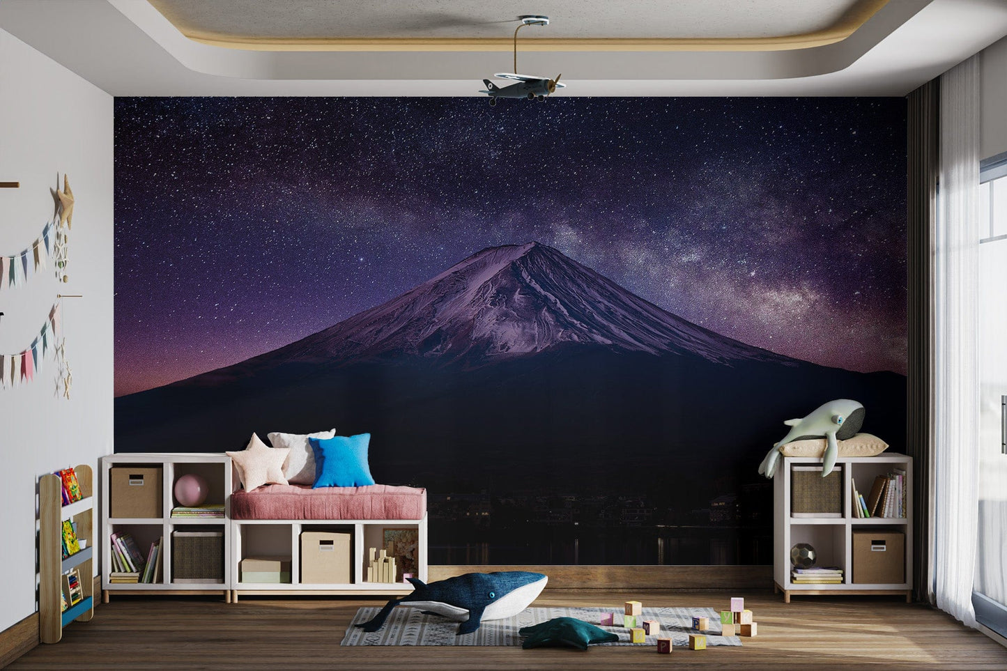 Starry night mountain wall décor
