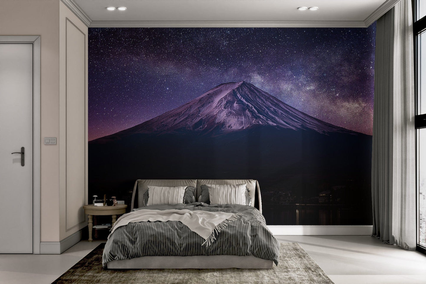 Night sky mountain wallpaper design
