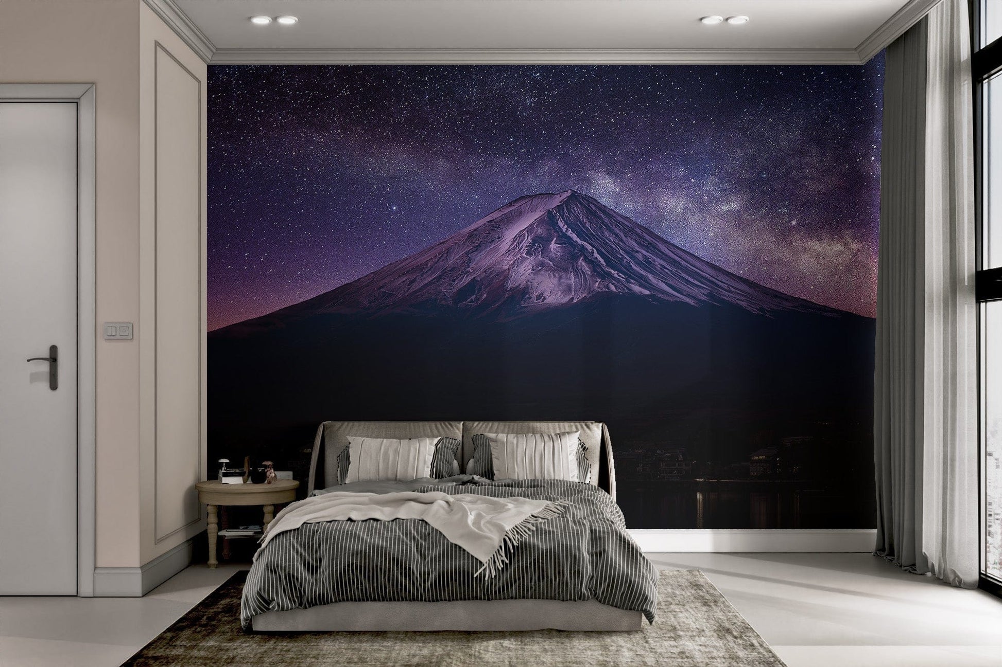Night sky mountain wallpaper design
