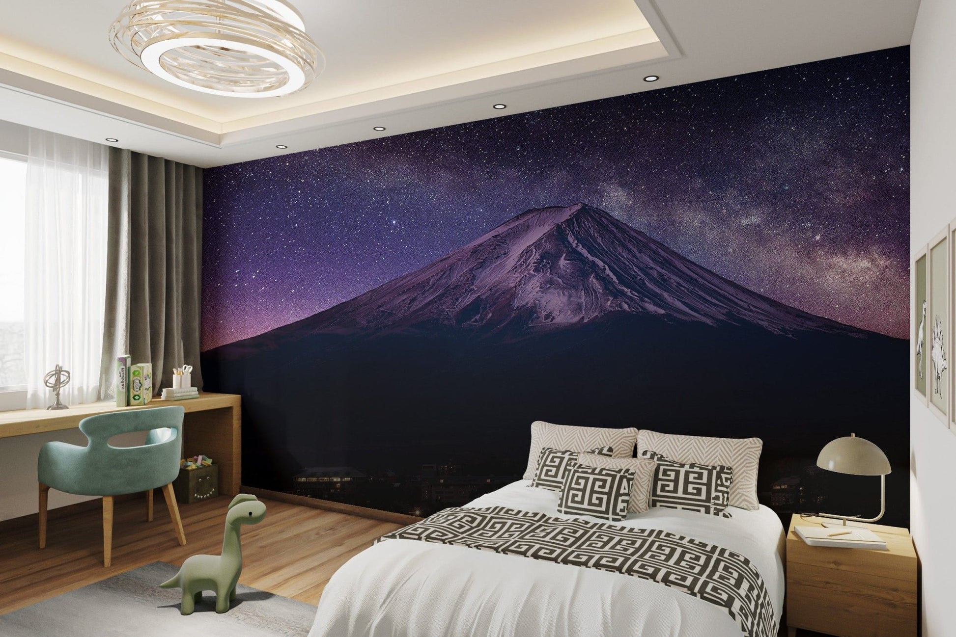 Mount Fuji glowing in night view
