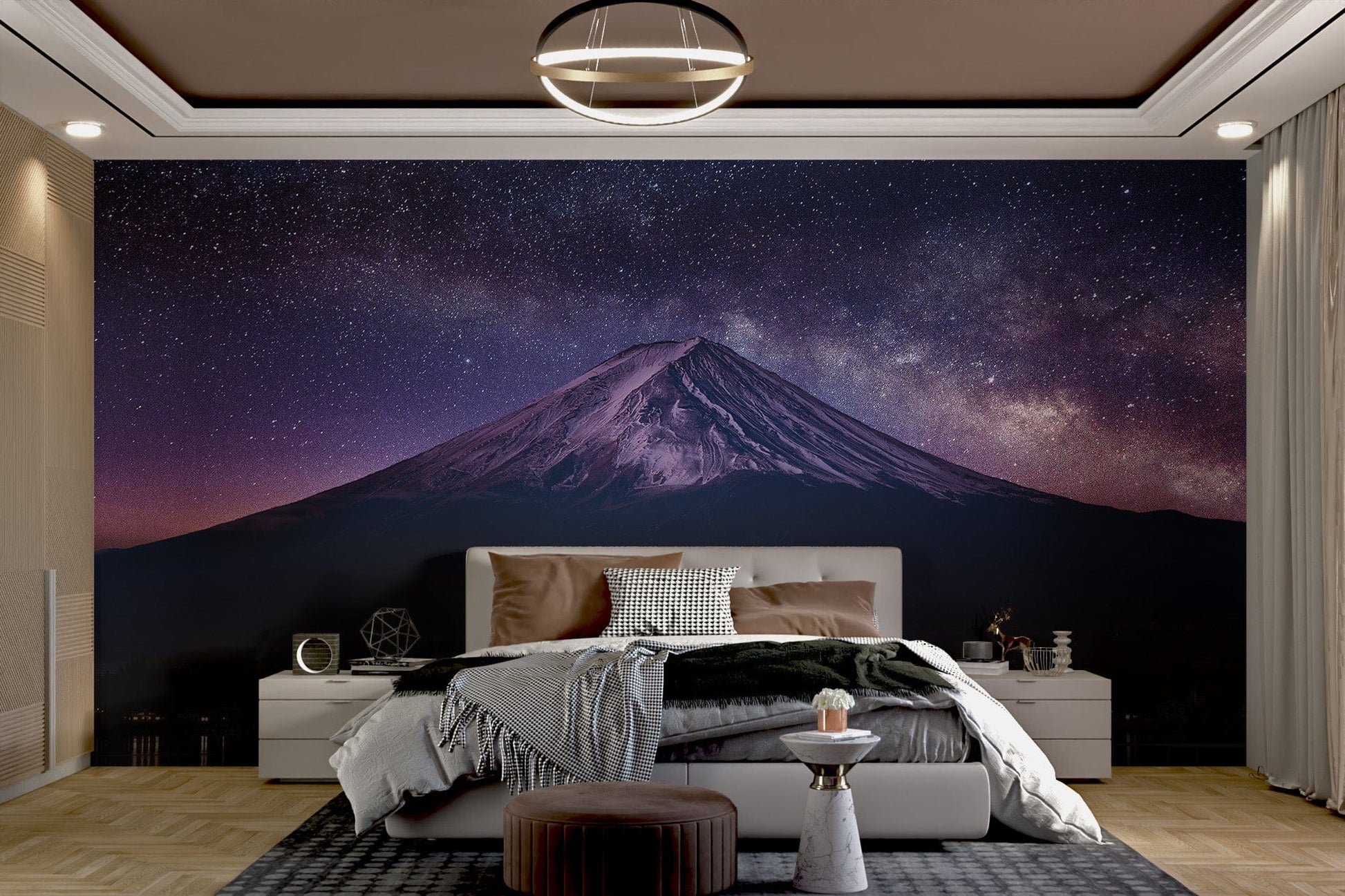 Star-filled sky over Mount Fuji
