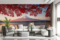 Fuji's autumn glow wallpaper showing a traditional Japanese nature scene.