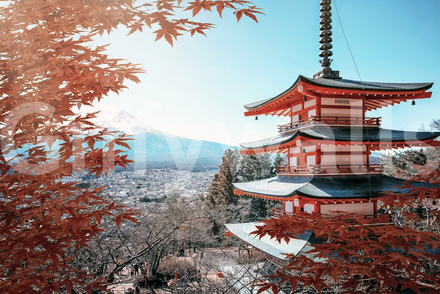 Japanese inspired decor featuring Fuji's Autumn Hues Wall Mural for homes., GD7368