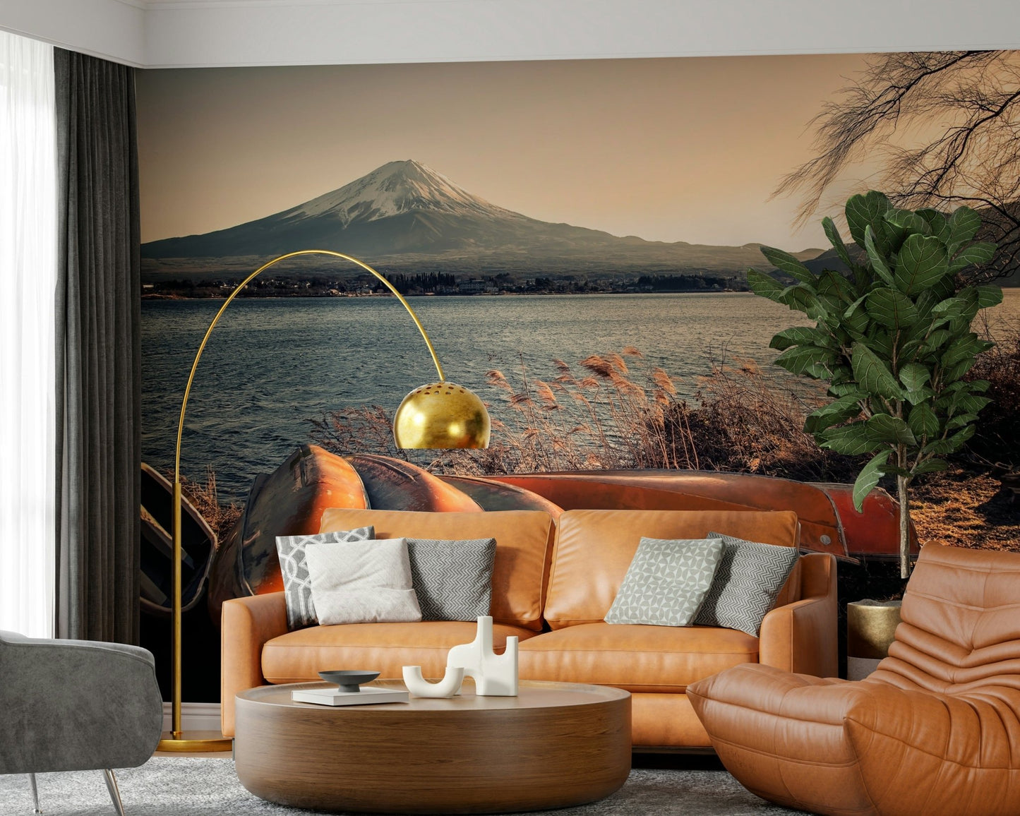 Nature inspired Fuji's Lakeside Calm wall mural for a feature wall.