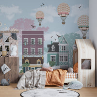 Funky City View wallpaper for play areas decor A577